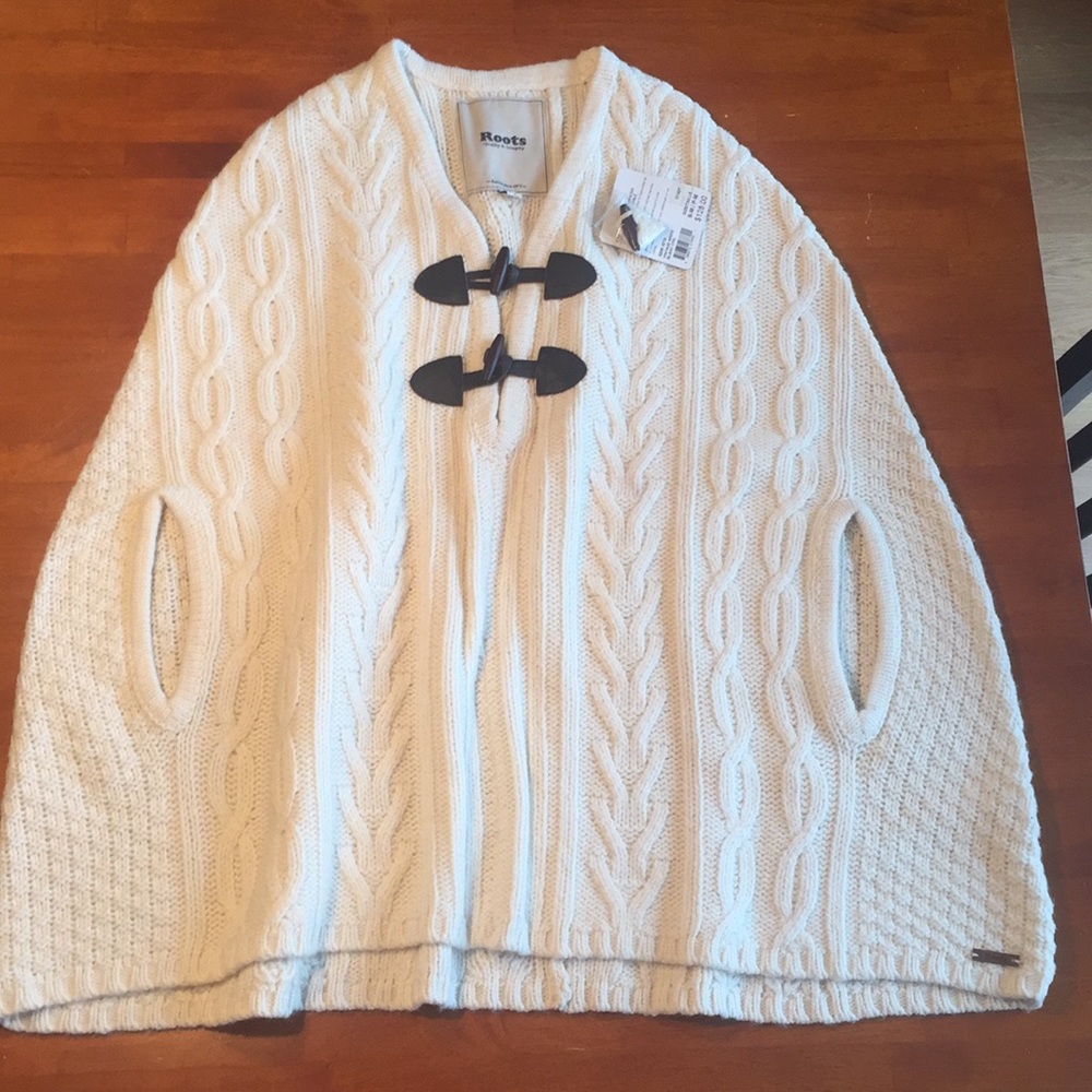 Roots cable knit poncho sweater